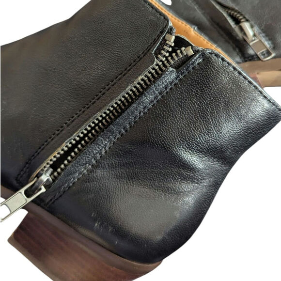 J.Crew Factory Black Leather Booties Size 6.5 - Picture 3 of 9